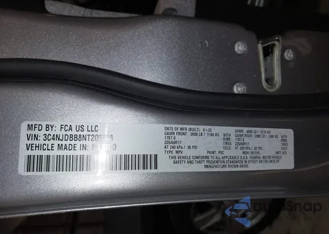 2022 Jeep Compass Latitude 4X4 из США, поврежденный, VIN 3C4NJDBB8NT205908